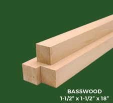 3 Pc Basswood Pool Cue Turning Blanks 1-1/2x1-1/2x18 Table Leg-Free US Shipping