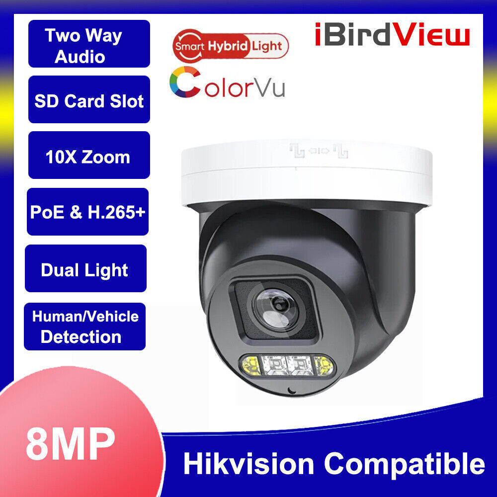 10x Zoom 8MP Dual Lights PoE IP Security Camera Outdoor Human Vehicle Detection