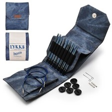 Lykke ::5" Indigo Interchangeable Needle Starter Set:: Azure Fabric Case
