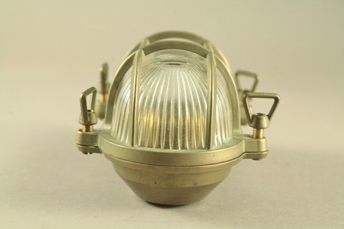 Nautisches Messing oval Lichtkäfig Klarglas Seeschiff Bootslampe Italien Foresti - Bild 7 von 9