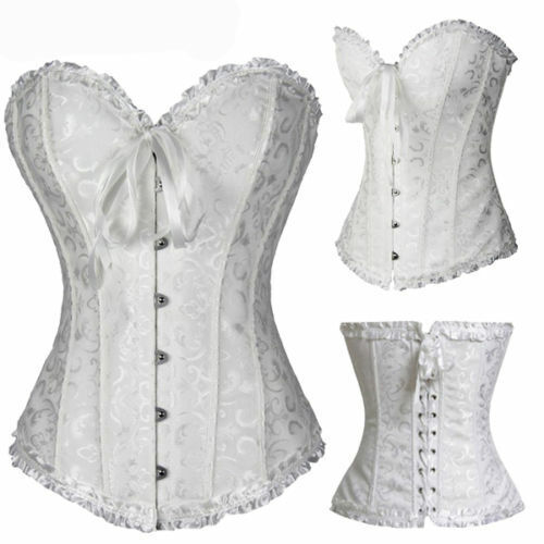 Sexy Damen Überbrust Schnür Korsett Top Shaper Bustier Dessous Übergröße - Bild 16 von 40