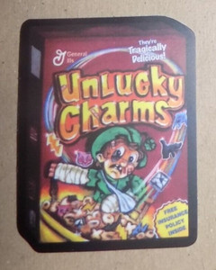 UNLUCKY CHARMS WACKY MINI-STICKER...APPROX - 2" X 1 3/4"