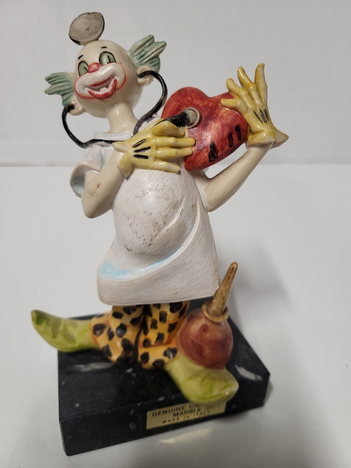 Vintage Fontanini Italy Handpainted Simone Dr Clown Figurine on Carrara Marble Base