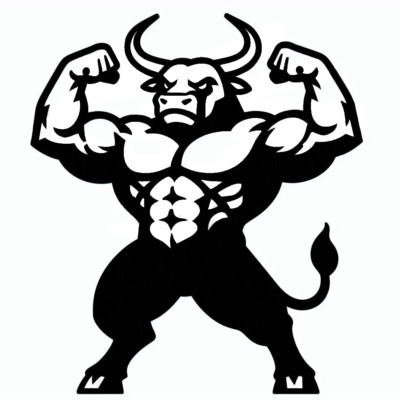 Strong Flexing Minotaur Bull Die Cut Vinyl Sticker Decal Left Right or Pair