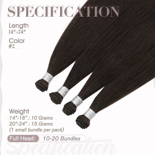 Extension capelli vergini legati a mano trama 100% veri capelli umani cucire in trama duratura - Foto 3 di 20