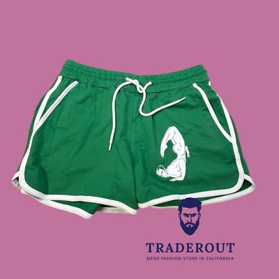 H.E.Arts Design male erotic art custom print Mens H&M green short sweat shorts M