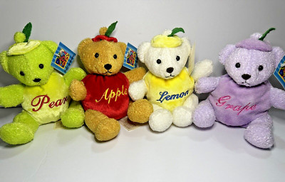 Dan Dee Soft Expressions Fruit Bears Plush Set Apple Pear Grape Lemon