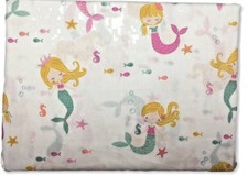 Authentic Kids FULL SIZE Mermaid Sheet Set 100 Cotton Pink Teal White Ocean NEW