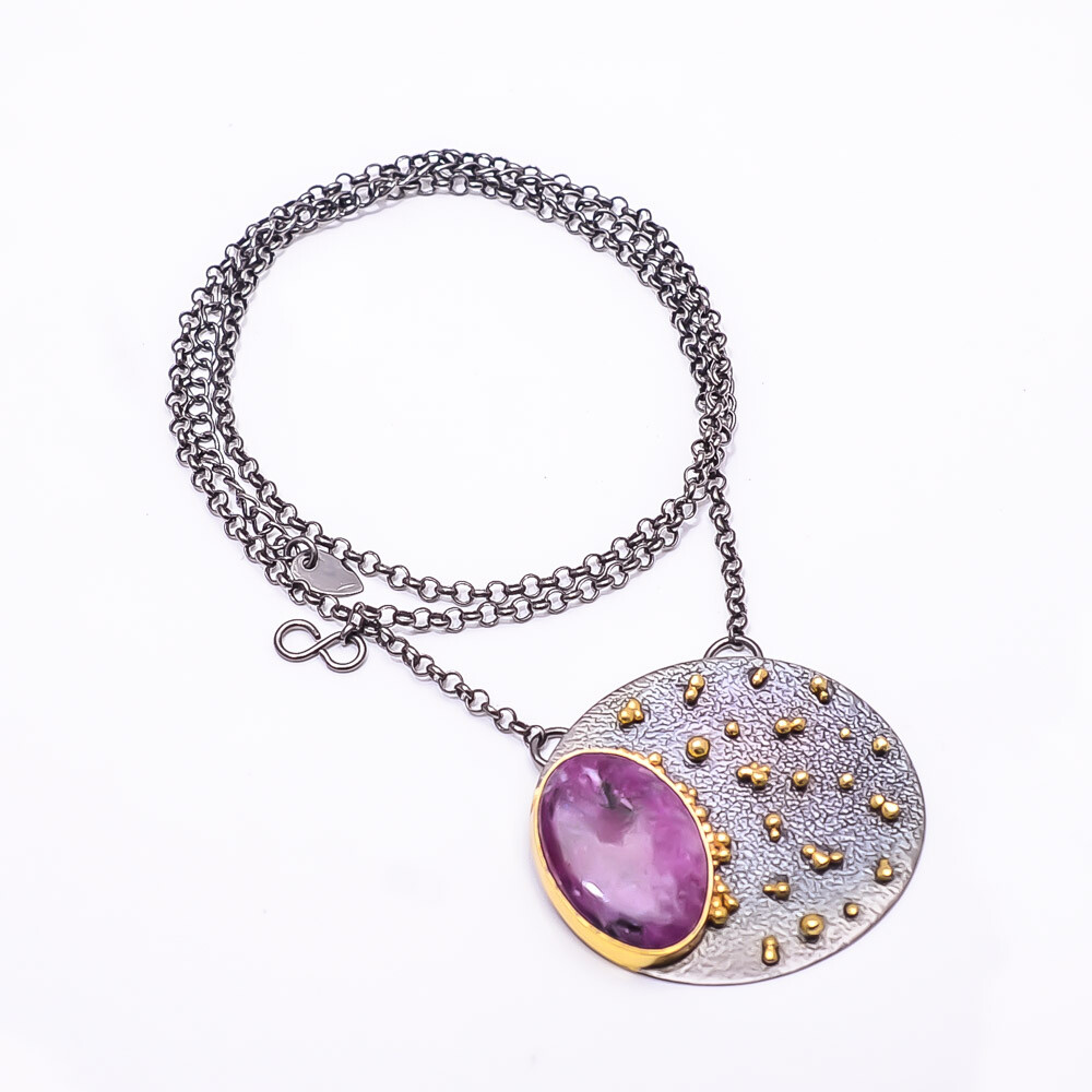 Ruby -Burma Black And Gold Rhodium (Simulated) 925 Silver Tennis Necklace 19.99