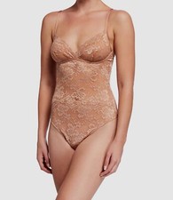 139 Cosabella Women's Brown Savona Lace-Thong Back Teddy Bodysuit Size M