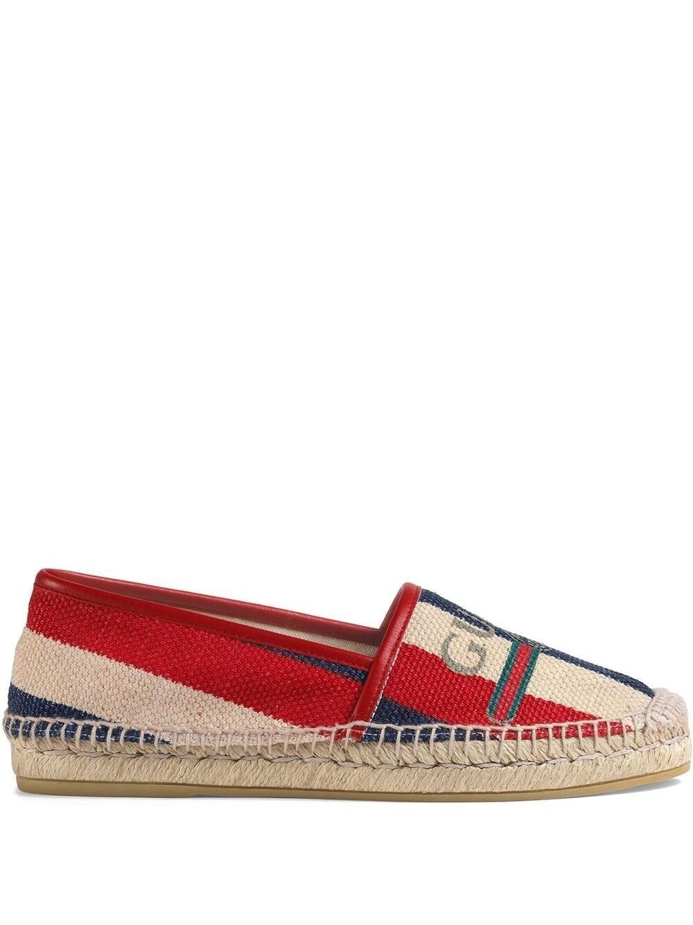Espadrilles plates Gucci Z2963 Sylvie logo toile rayures rouge/blanc/bleu pointure 37,5