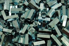 (200) Hex Coupling Nuts 3/8-16 x 1/2 x 1-1/8 Threaded Rod Connector Zinc