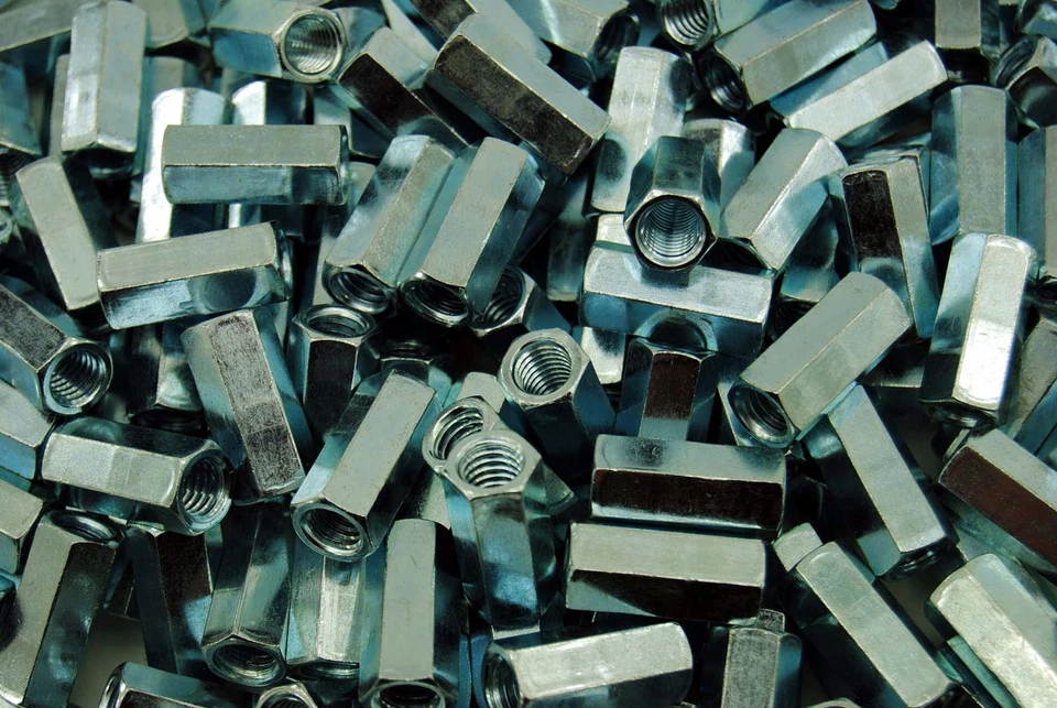 LEXAR INDUSTRIAL (200) Hex Coupling Nuts 3/8-16 x 1/2 x 1-1/8 Threaded Rod Connector Zinc