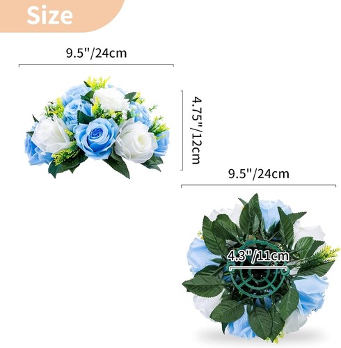 15-Head Artificial Flower Ball Arrangement - Stunning Wedding Decor Set of 6 - Picture 7 of 9