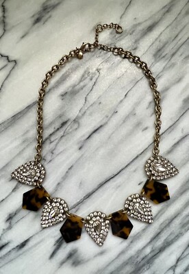 Crew crystal rhinestone and tortoise shell statement necklace
