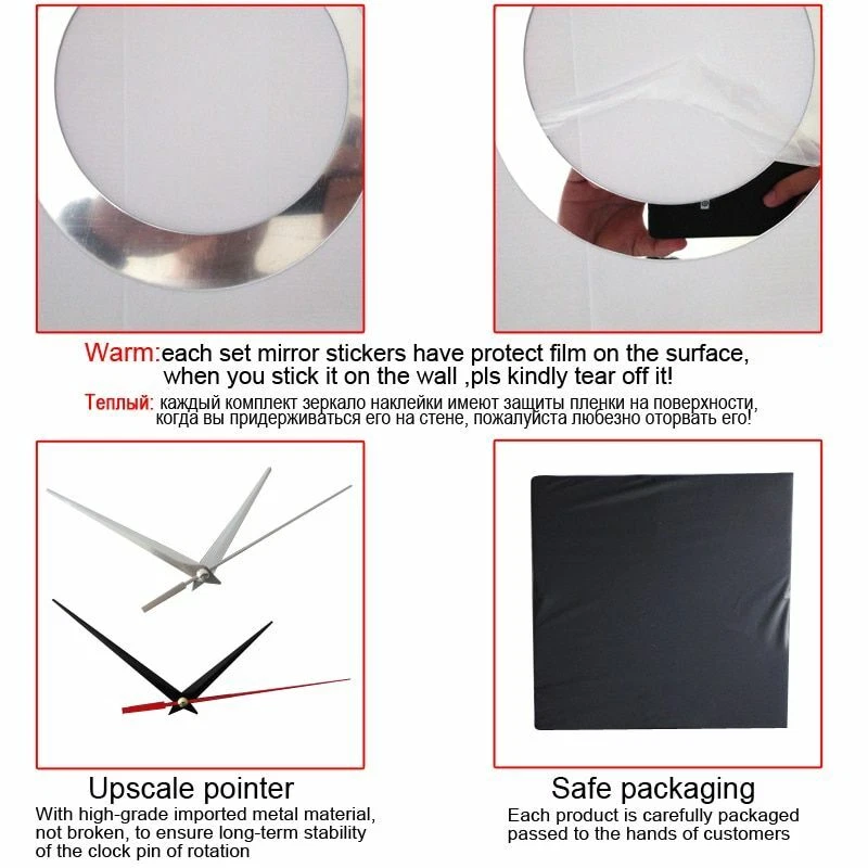 Moderno Hágalo Usted Mismo Reloj de Pared Grande Espejo 3D Acrílico Cuarzo Reloj para Decoración del Hogar Foto 2 de 4