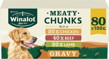 Winalot - Wet Dog Food - Meaty Chunks - Chicken, Lamb & Beef in Gravy - 80x100 g 4.31 per kilo