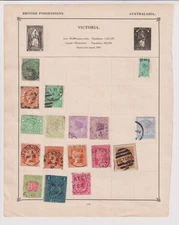 Australia States VICTORIA Stamps on a page - Used