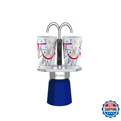 Bialetti - Mini Express Kandinsky Moka Set Includes Coffee Maker 2-Cups 2.8 Oz