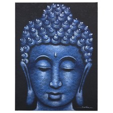 Buddah Painting - Blue Brocade Detail Buddha Gift