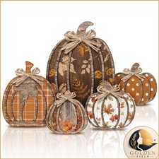 5 Pcs Fall Retro Pumpkin Wooden Table Centerpiece Thanksgiving Decor