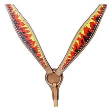 HILASON Western Horse Leather Breast Collar Flame  for Horses