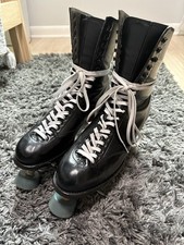 Betty Lytle Styled by Hyde Black Leather High Top Roller Skates w/ White Laces