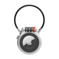 UP Security AirTag Holder with Combination Cable Lock, Compatible Silver