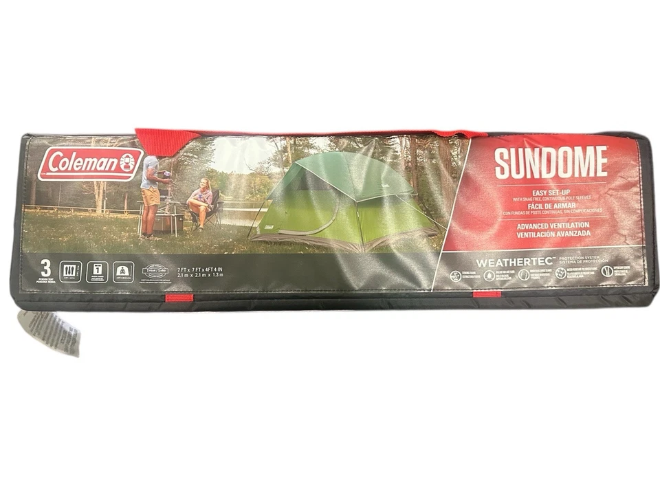 Barraca Coleman Sundome 3 pessoas verde fácil configuração WeatherTec impermeável - Imagem 3 de 4