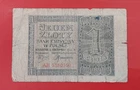 Poland 1 Zloty 1941 Pick 99 VG
