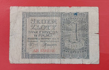 Poland 1 Zloty 1941 Pick 99 VG