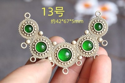 1pc Copper Silver Plated Hollow Wire Inlaid Jade Pendant Pendant