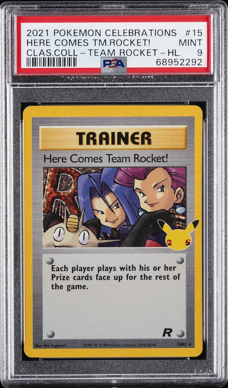2021 POKEMON CELEBRATIONS CLASSIC COLL #15 HERE COMES TEAM ROCKET!-HOLO PSA 9