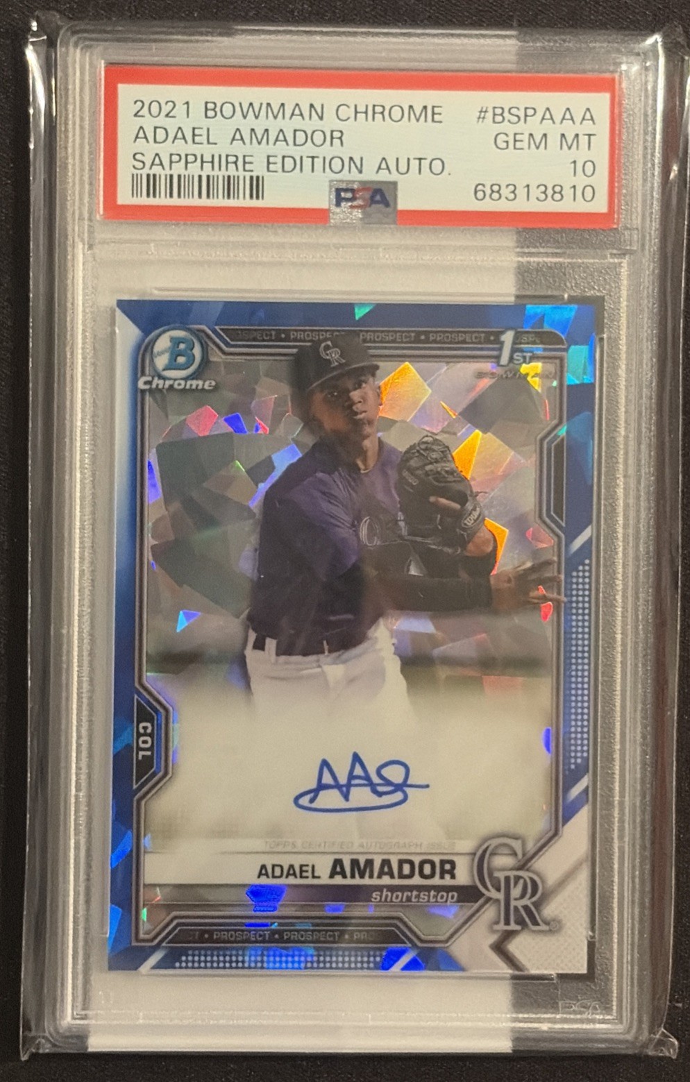 2021 Bowman Sapphire Edition Chrome Prospects Auto Adael Amador #BSPA-AA PSA 10