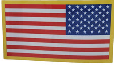American Flag Reverse Gold Border Sticker Decal Vinyl USA America US flags 5X3"