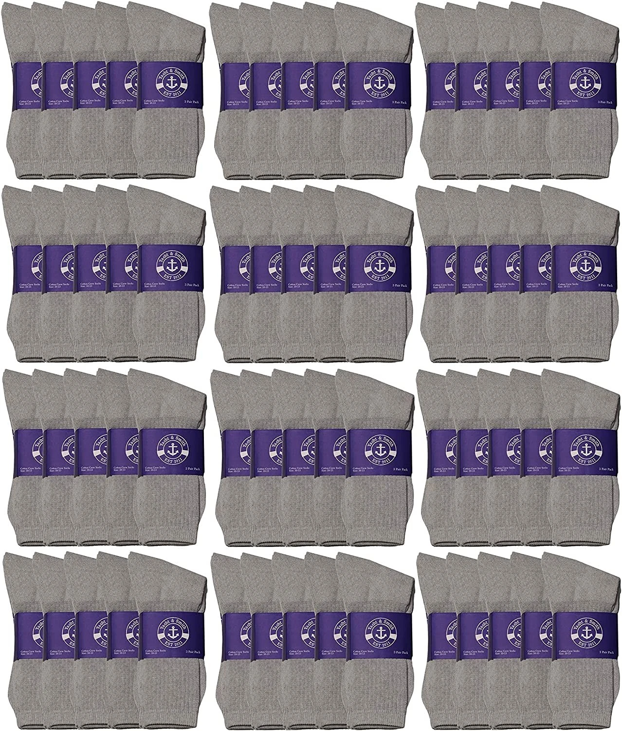 72 Pairs of Mens Value Mens Bulk Lightweight Cotton Crew Socks
