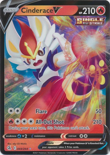 Holo Cinderace V (44) 044/264 Ultra Rare SWSH08: Fusion Strike