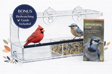 Strong Suction Window Bird Feeder - No Assembly, Removable Seed Tray Included