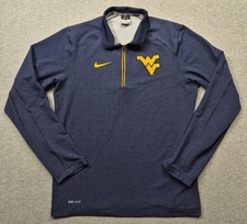 Nike West Virginia Mountaineers Shirt Mens Small Blue Dri-Fit WVU Half Zip Golf