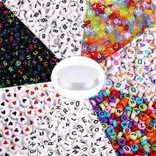 1900Pcs 7 Colors round Letter Beads Acrylic Alphabet Number Beads with 1 Roll El