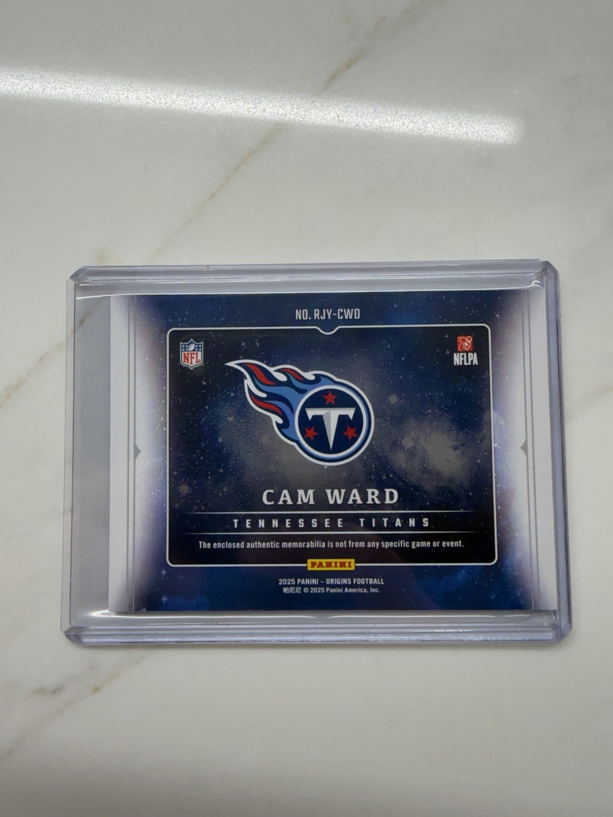 2025 Panini Origins Cam Ward RC 3 Color Jumbo Patch /49 #RJY-CWD COLOR MATCH👀📈