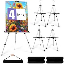 4 PCS Silver Aluminum Metal Tripod Display Art Easel Stand 2066 Inches