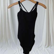 CAPEZIO Studio Collection Criss Cross Back Dance Black Leotard Size S Preowned