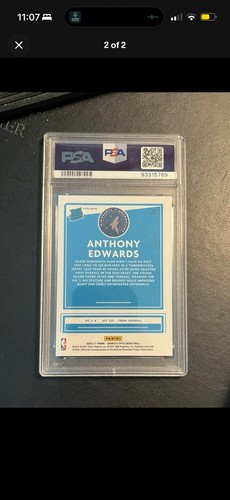 PSA 10 2020-21 Donruss Optic PURPLE SHOCK SP Anthony Edwards Rated Rookie RC