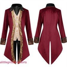 Mens Gothic Medieval Tailcoat Jacket, Steampunk Vintage Victorian Frock Coat
