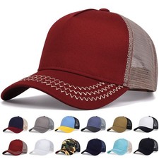 Solid Color Men Women Trucker Mesh Baseball Hat Hip Hop Breathable Snapback Cap