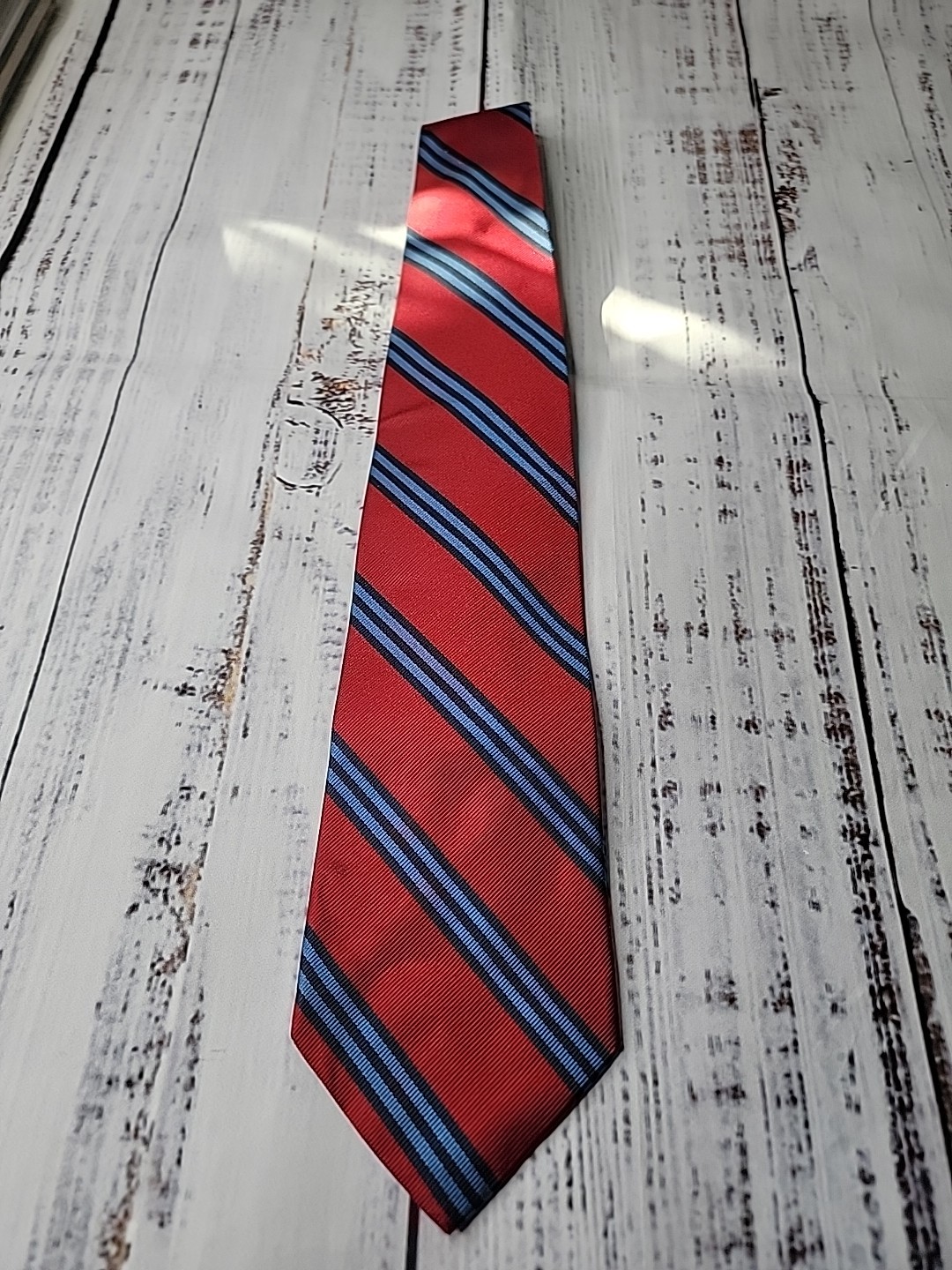 Brooks Brothers Maker Repp Tie Red with Blue Stripes Necktie Men's All Silk thumbnail 6