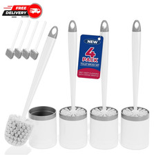 Compact Modern Toilet Brush and Holder Set 4PCS Toilet Bowl Cleaning Brushes