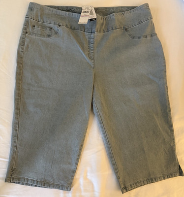 NWT Ruby Rd Chambray Pull On Slimming Waistband Clamdigger Capri Women's 22W