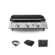 24 In 3-Burner Flat Top Grill Portable Gas Griddle&Regulator,Cover/ Carry Bag,Ou